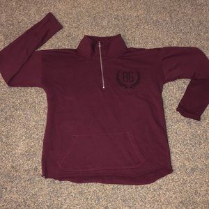 Pink Quarter Zip Sweat Shirt 86 Print Cut Off